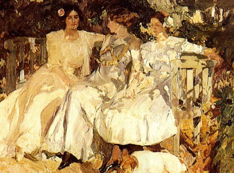 Joaquin Sorolla My Wife and Daughters in the Garden, oil painting picture
